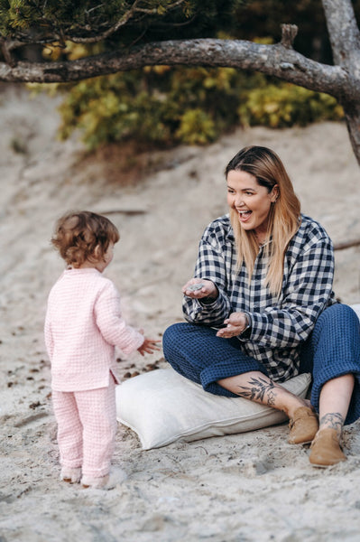 Pink Waffle Leisure Suit for Boys and Girls