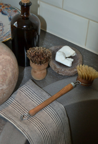 Washed Linen Striped Grey & Black Kitchen Towel ( set of 2 )