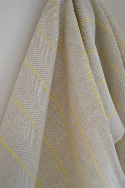 Ostuni Grey and Yellow Striped Linen Kitchen Towel ( set of 2 )