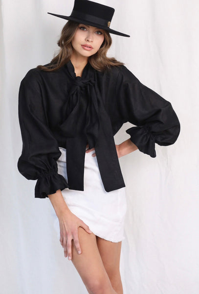 Daily Drama Black Linen Blouse ( more colours available here )