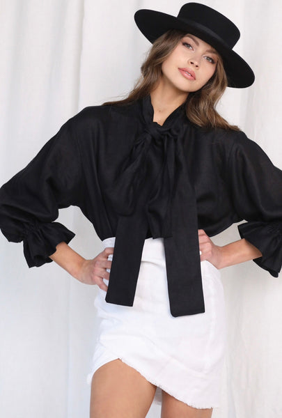 Daily Drama Black Linen Blouse ( more colours available here )