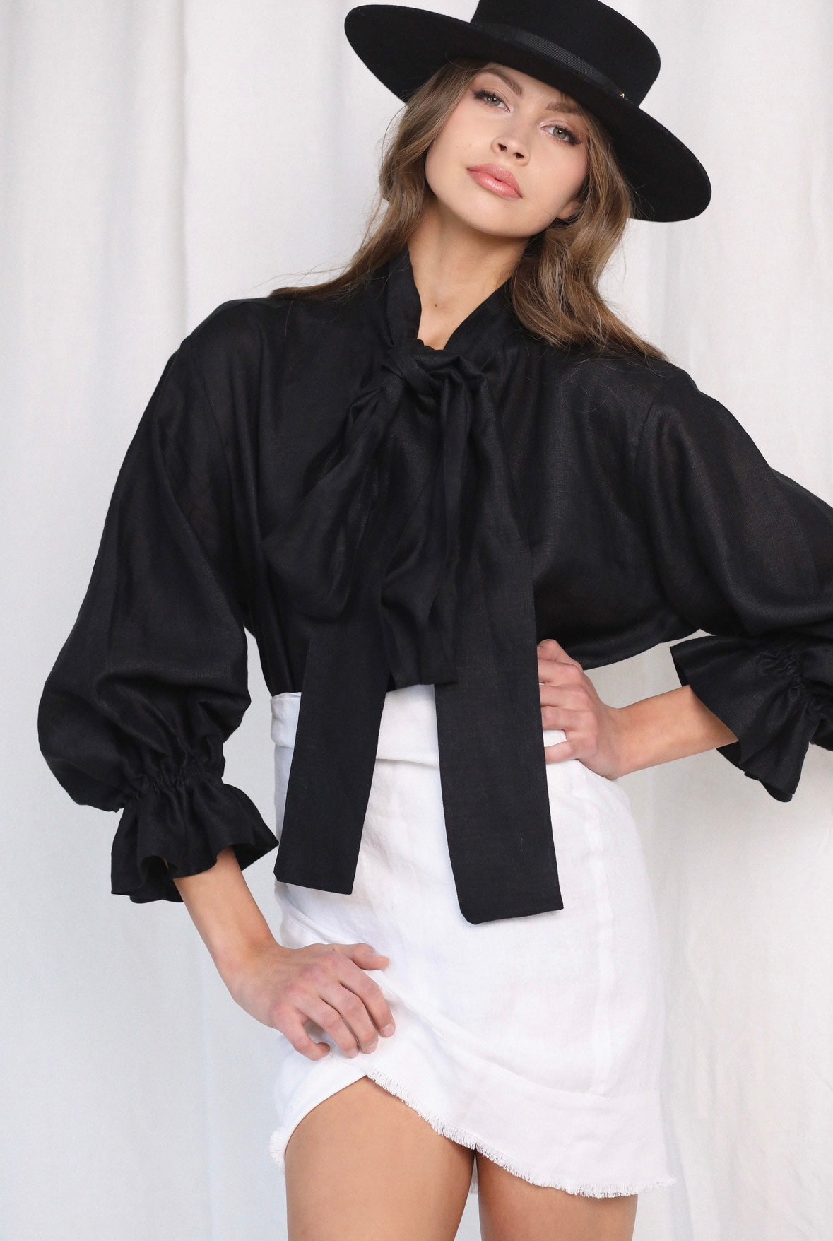 Daily Drama Black Linen Blouse ( more colours available here )