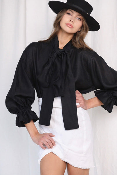 Daily Drama Black Linen Blouse ( more colours available here )