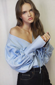 French Lover Baby Blue Linen Blouse ( more colours available )