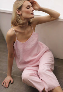 Dea Striped Pink & White Slip On Top