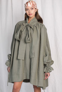 Eve Dramatic Khaki Linen Mini Dress