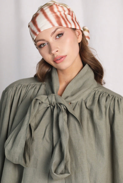 Eve Dramatic Khaki Linen Mini Dress
