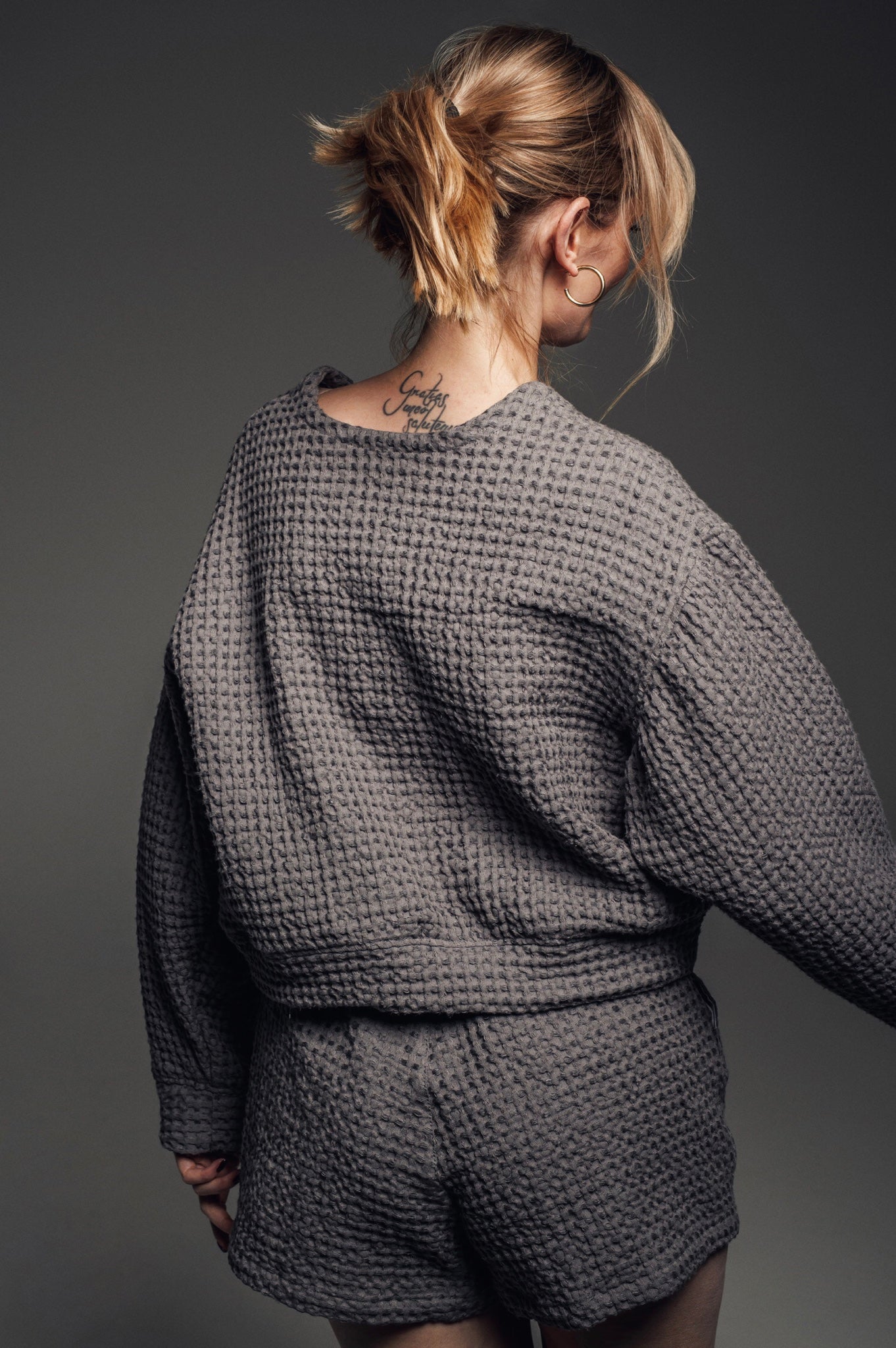 Paloma Grey Waffle Lounge Jumper