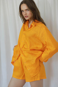 Ines Linen Bright Yellow Shorts & Shirt