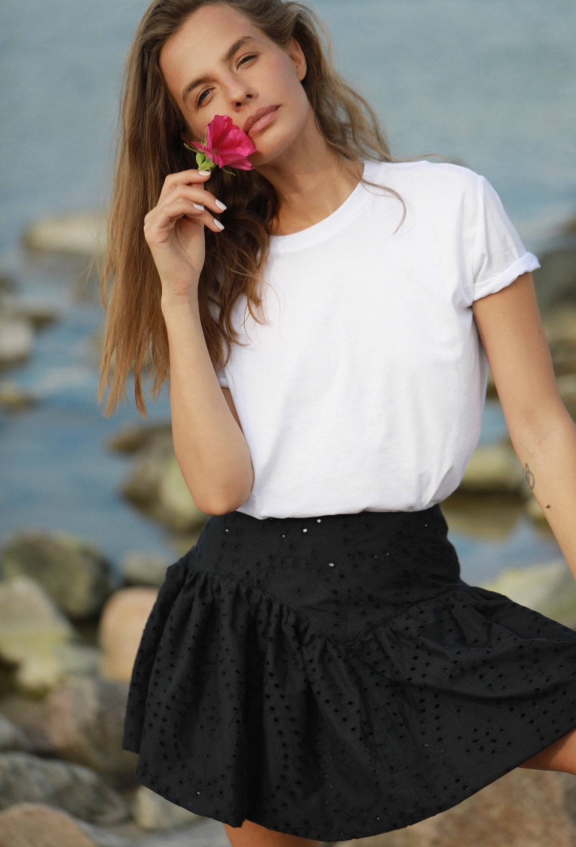 Sun Teaser Black Cotton Puffy Skirt - LIMITED EDITION