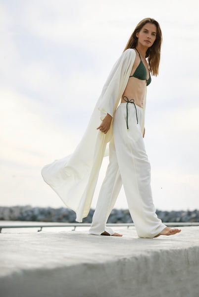 Off White Kimono & Trousers Silk Set - LIMITED EDITION