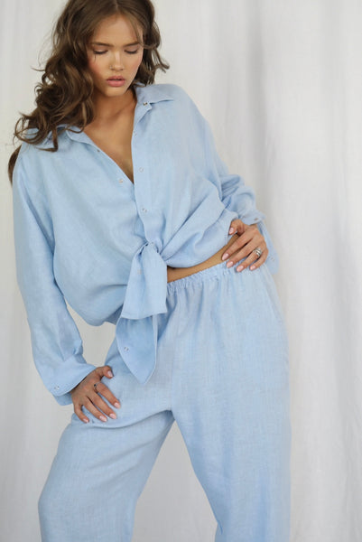 Majorca Linen Baby Blue Trousers & Shirt ( more colours available )