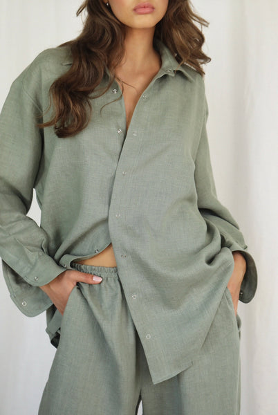 Majorca Linen Mint Trousers & Shirt