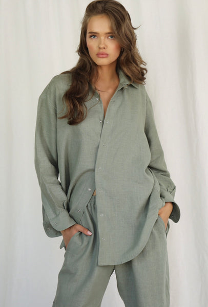 Majorca Linen Mint Trousers & Shirt