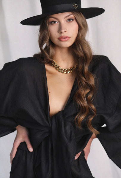Spanish Islands Black Linen Trousers and Blouse