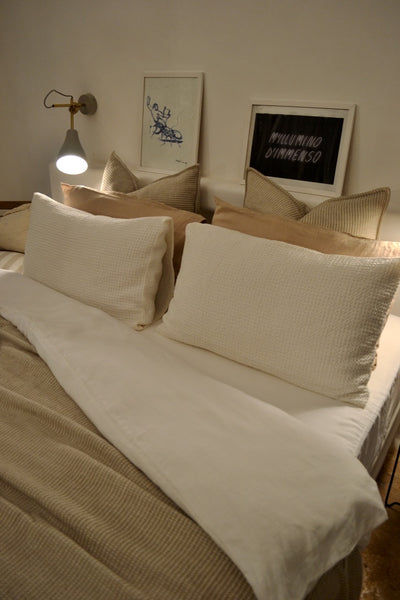 Ostuni White Linen Waffle Pillow Cases ( set of 2 )