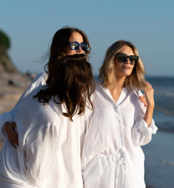 Ines balti oversized lininiai marškiniai